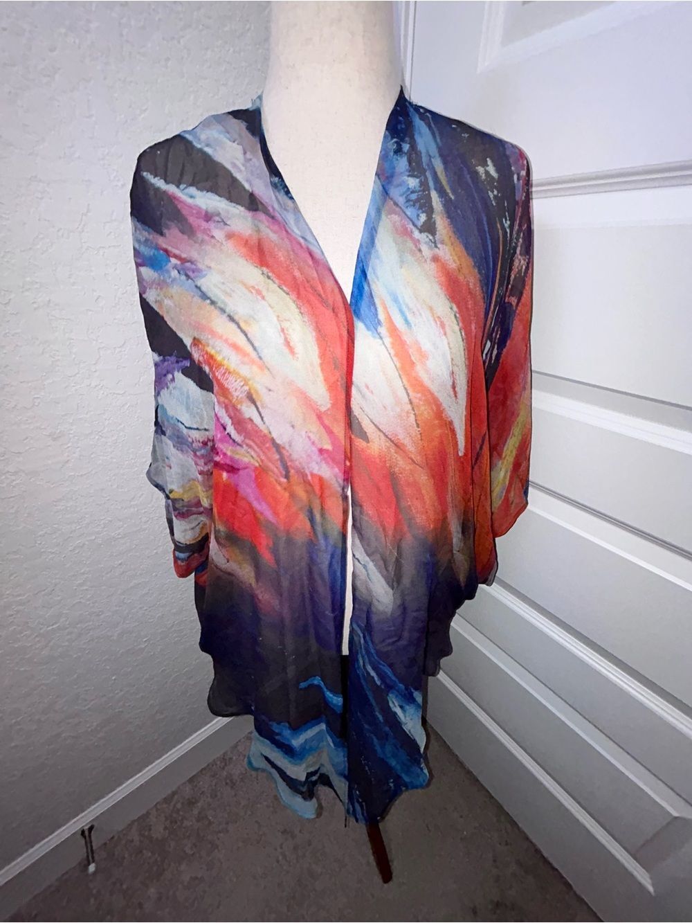 Cocoon House 100% Silk Open Front Kimono Blouse Top
